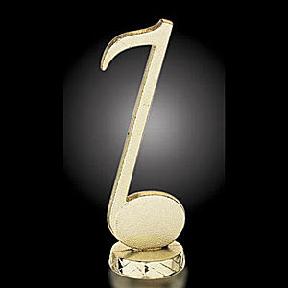 Music Note Trophy - High quality gold tone Music note on your choice of base.
