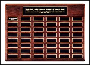 Perpetual Plaque P3940 - 48 extra large plates on Solid American walnut perpetual plaque. 22 X 30 in.